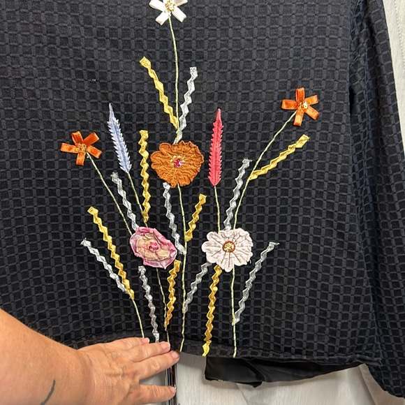 Alex Kim Petite Large PL Art to Wear Floral Ribbon Flowers Black Year Round Use - Picture 8 of 10